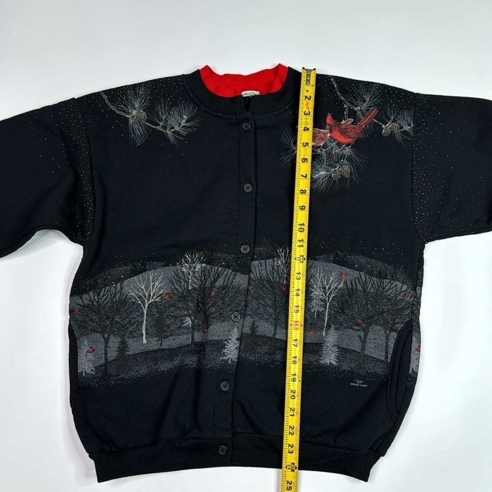 Vintage Artisans Black Cardinal Bird Button Up Sweatshirt Size Large - Picture 12 of 12